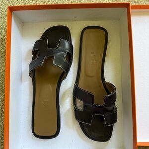 Hermes Black Sandals